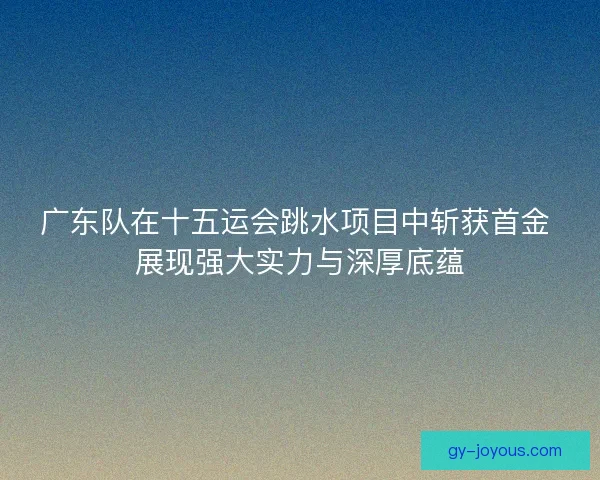 广东队在十五运会跳水项目中斩获首金 展现强大实力与深厚底蕴